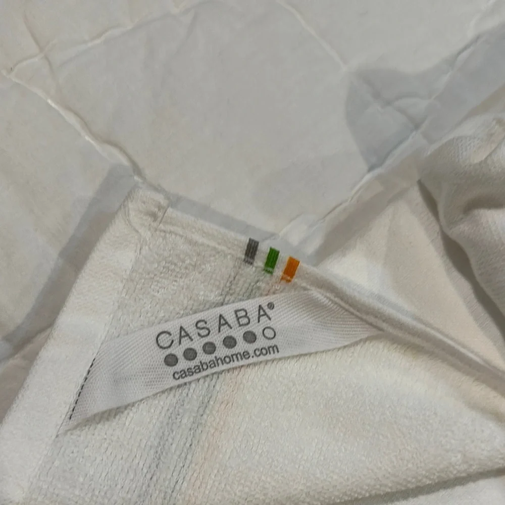 NWOT Casaba White Kitchen Towel with Green and Orange Accents